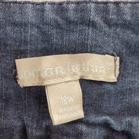Woman Within Jeans Plus Size 16W Flex-Fit Pull-On Stretch Medium Wash Blue - Picture 2 of 10